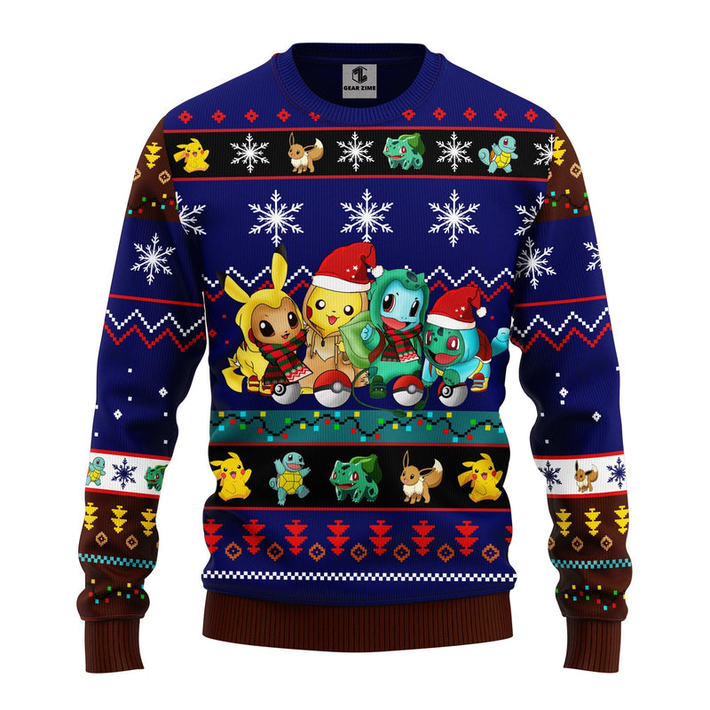 Pokemon Cute Noel Mc Ugly Christmas Sweater Blue 1 Amazing Gift Idea Thanksgiving Gift Nearkii