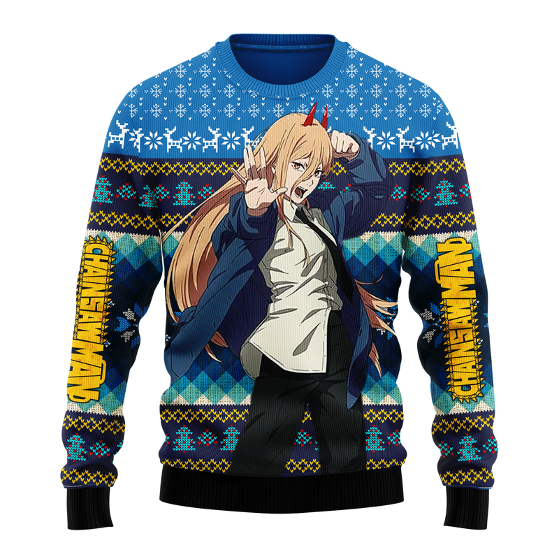 Chainsaw Man Power Ugly Christmas Sweater Anime Xmas Gift Nearkii