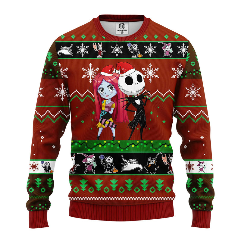 Nightmare Before Christmas Ugly Sweater Red Brown 2 Amazing Gift Idea Thanksgiving Gift Nearkii