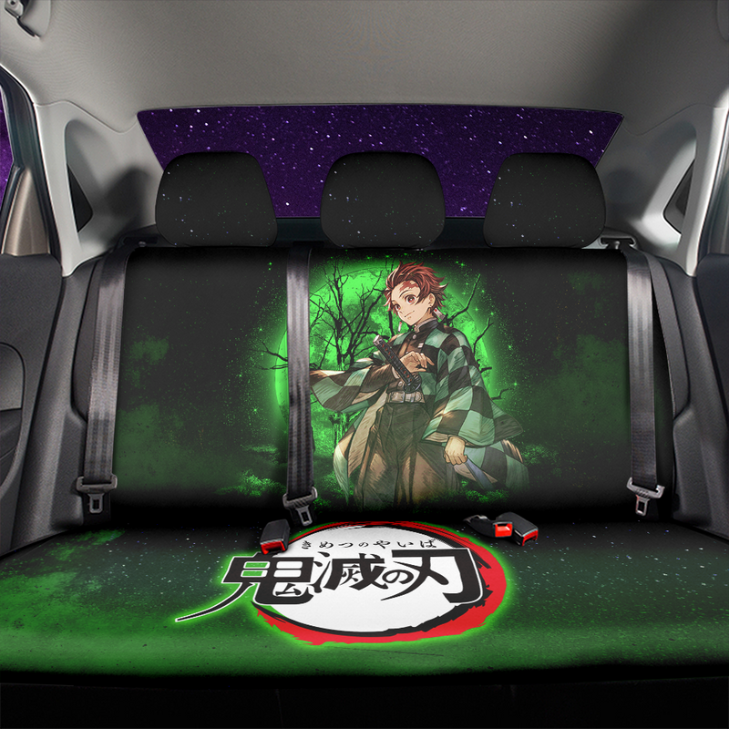 Tanjiro Demon Slayer Anime Moonlight Galaxy Premium Custom Car Back Seat Covers Decor Protectors Nearkii