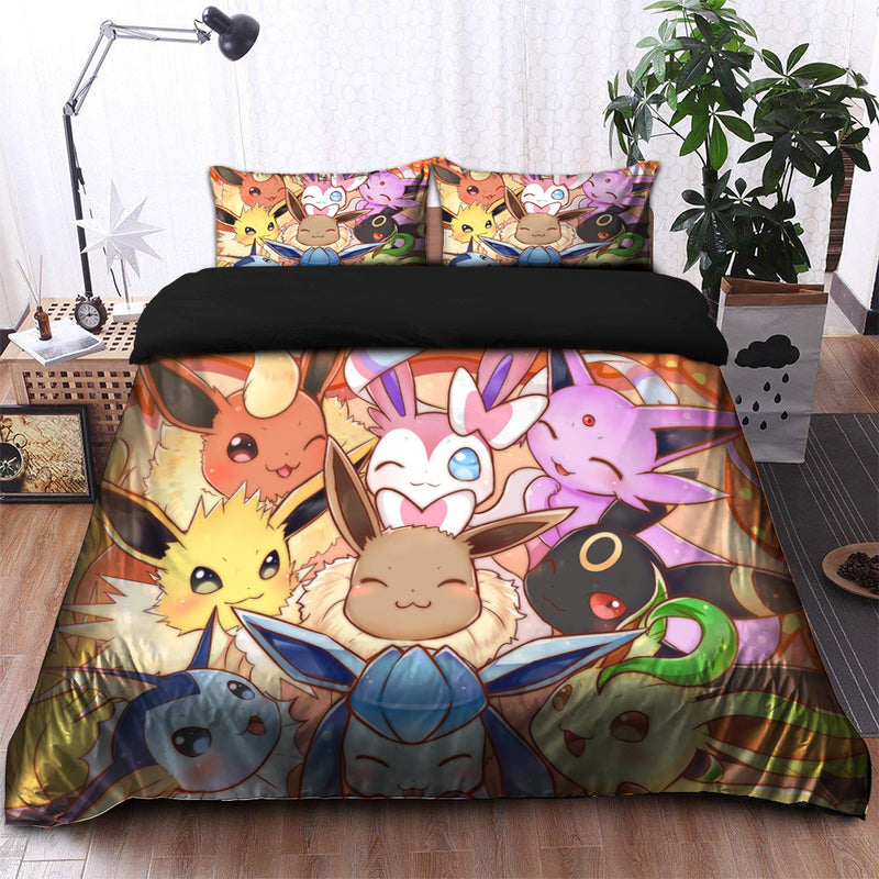 Eevee Evolution Pokemon Family Bedding Set Duvet Cover And 2 Pillowcases Nearkii