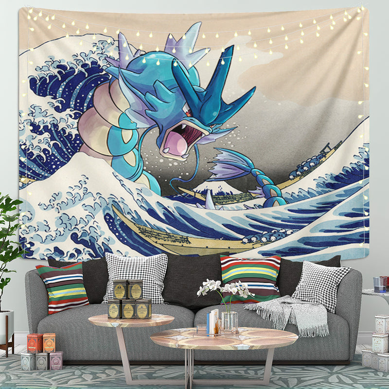 The Great Wave And Gyarados Pokemon Tapestry Room Decor Nearkii