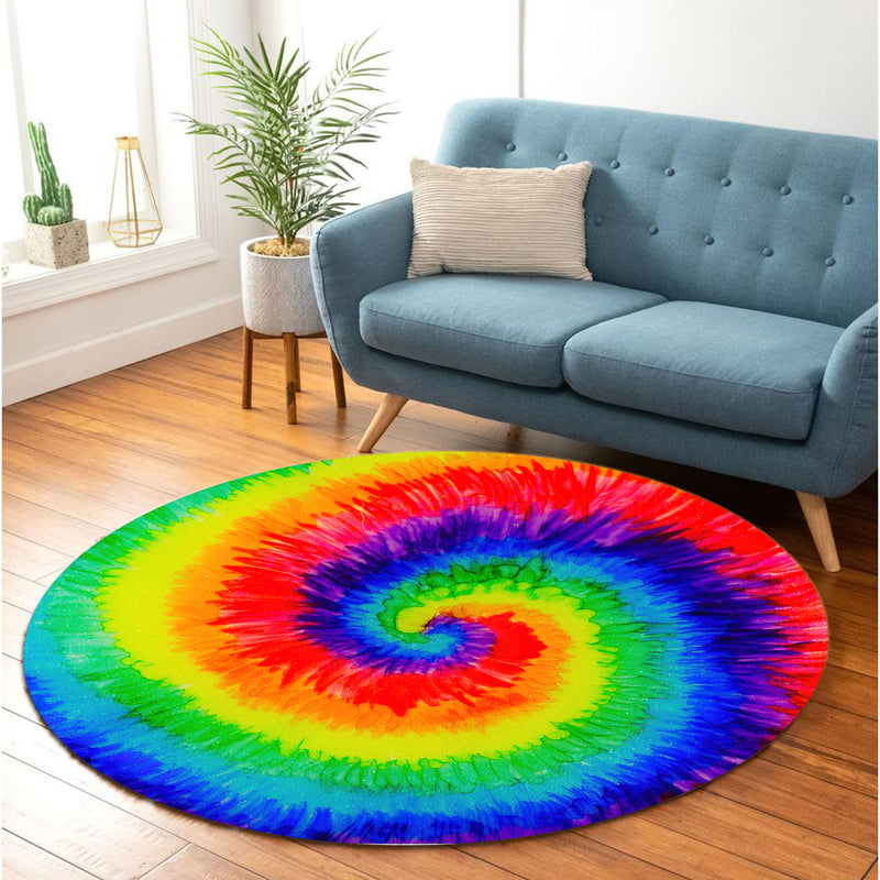 Tie Dye Round Carpet Rug Bedroom Livingroom Home Decor Nearkii