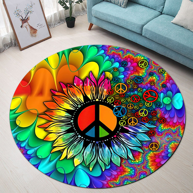 Tie Dye Sunflower Round Carpet Rug Bedroom Livingroom Home Decor Nearkii