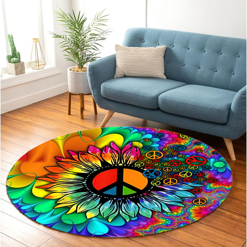 Tie Dye Sunflower Round Carpet Rug Bedroom Livingroom Home Decor Nearkii