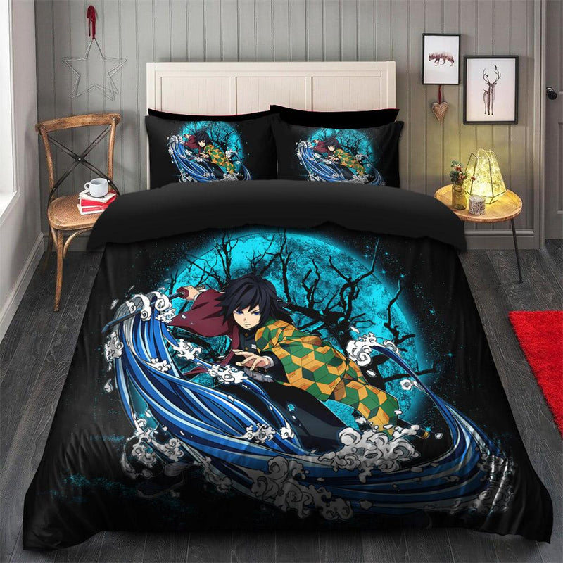 Kimetsu No Yaiba Giyuu Tomioka Moonlight Bedding Set Duvet Cover And 2 Pillowcases Nearkii