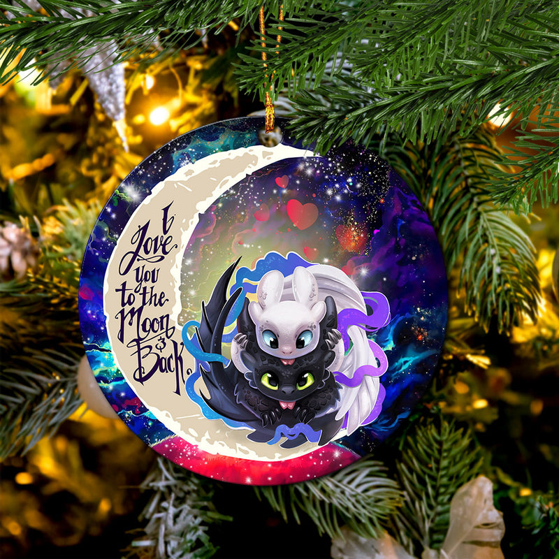 Toothless And Light Fury How To Train Your Dragon Love You To The Moon Galaxy Mica Circle Ornament Perfect Gift For Holiday Nearkii