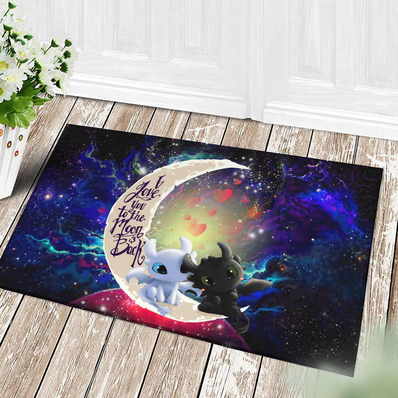 Toothless Light Fury Night Fury Love You To The Moon Galaxy Back Doormat Home Decor Nearkii