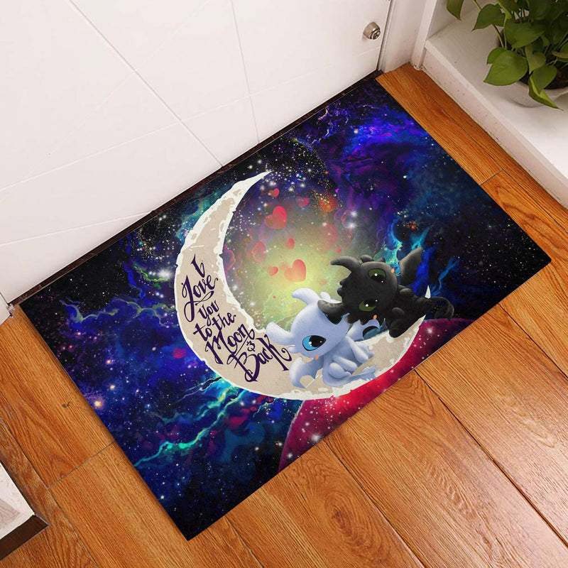Toothless Light Fury Night Fury Love You To The Moon Galaxy Back Doormat Home Decor Nearkii