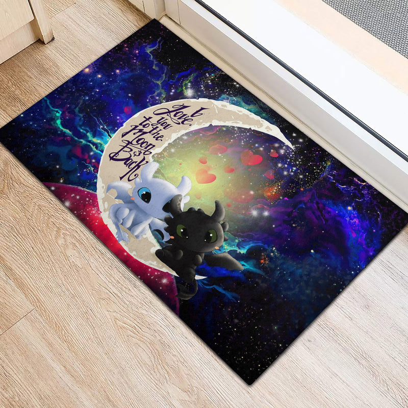 Toothless Light Fury Night Fury Love You To The Moon Galaxy Back Doormat Home Decor Nearkii