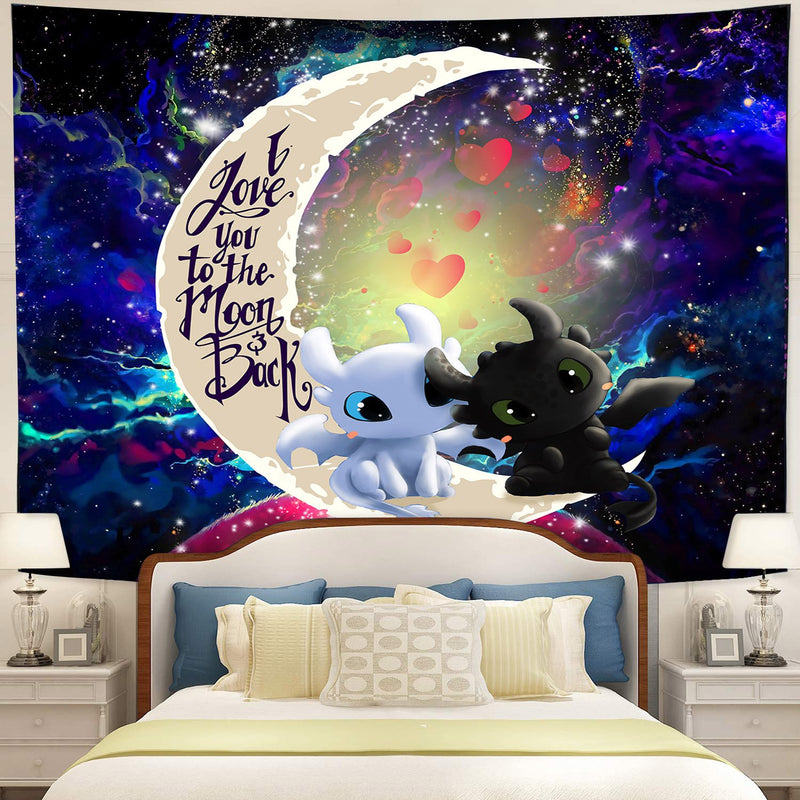 Toothless Light Fury Night Fury Moon And Back Galaxy Tapestry Room Decor Nearkii