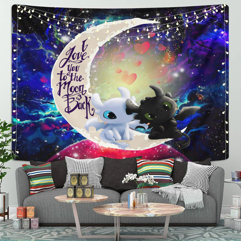 Toothless Light Fury Night Fury Moon And Back Galaxy Tapestry Room Decor Nearkii