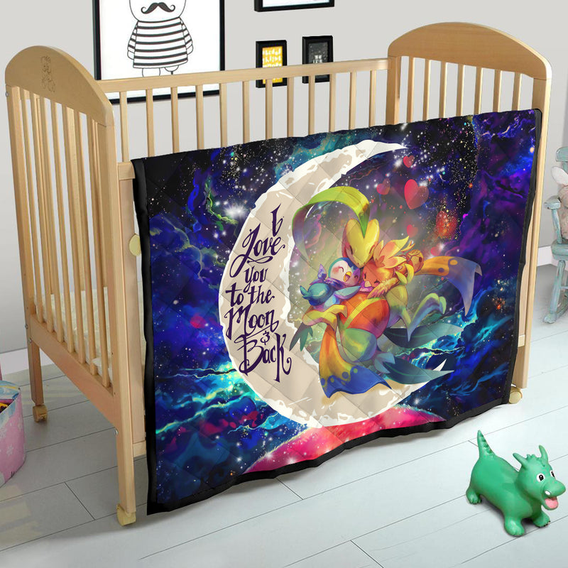 Torchic Grovyle Piplup Pokemon Love You To The Moon Galaxy Quilt Blanket Nearkii