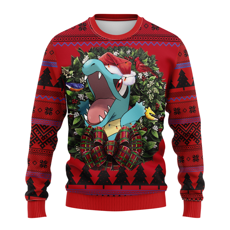 Totodile Pokemon Noel Mc Ugly Christmas Sweater Thanksgiving Gift Nearkii