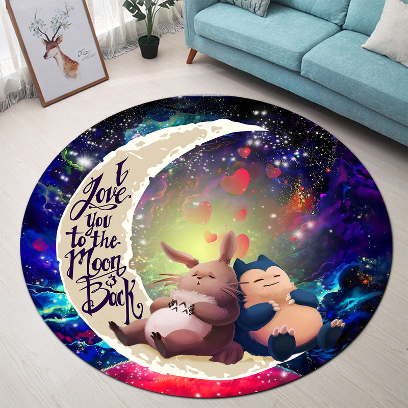 Totoro Ghibli Snorlax Pokemon Love You To The Moon Galaxy Round Carpet Rug Bedroom Livingroom Home Decor Nearkii