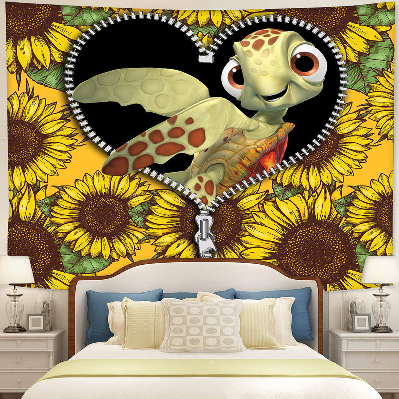 Turtle Sunflower Zipper Tapestry Room Decor Nearkii