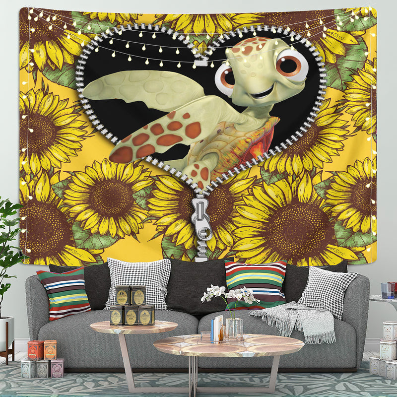 Turtle Sunflower Zipper Tapestry Room Decor Nearkii