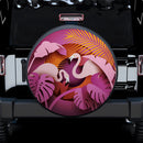 Two Flamingos In Tropical Leaves Paper Cut Style Car Spare Tire Covers Gift For Campers Nearkii