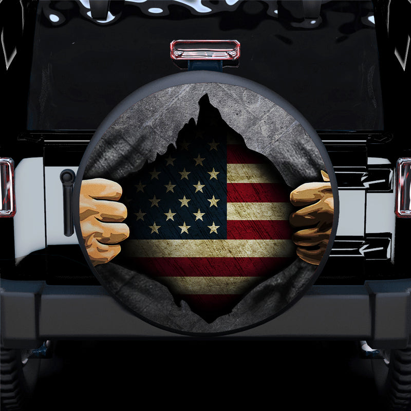 US Flag 3D Inside Shirt Car Spare Tire Covers Gift For Campers Nearkii