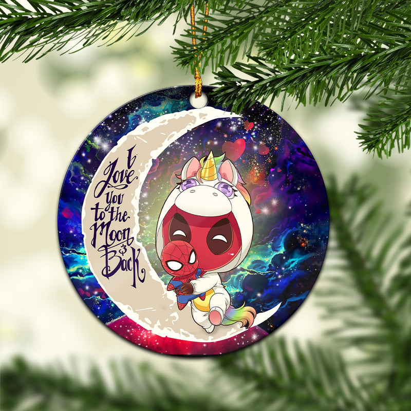 Unicorn Deadpool And Spiderman Avenger Love You To The Moon Galaxy Mica Circle Ornament Perfect Gift For Holiday Nearkii