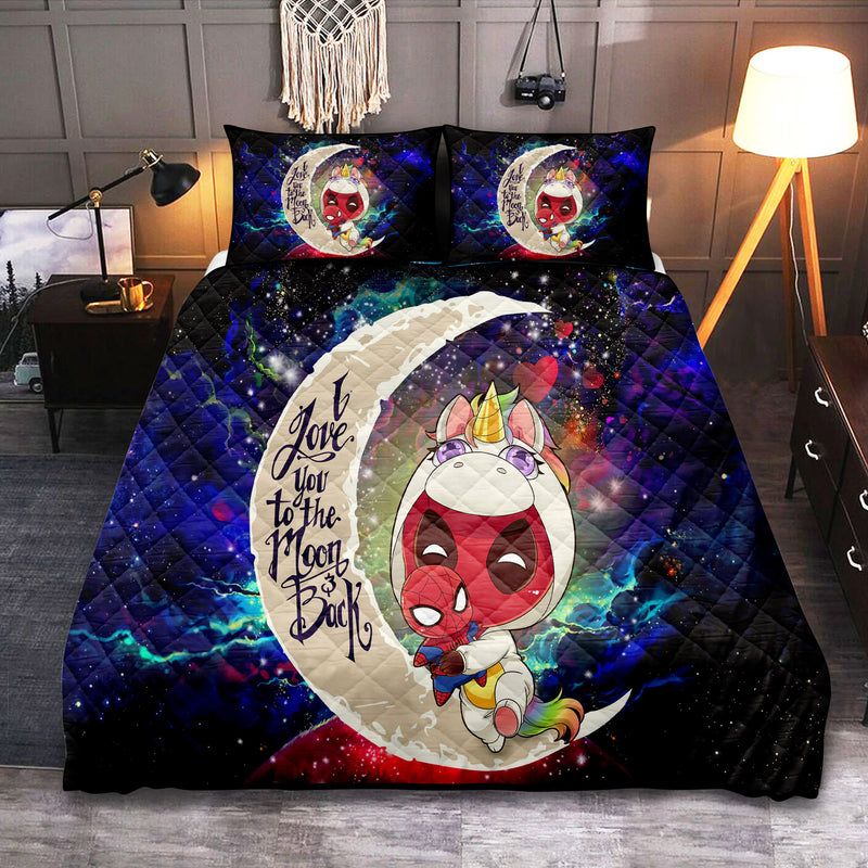 Unicorn Deadpool And Spiderman Avenger Love You To The Moon Galaxy Quilt Bed Sets Nearkii