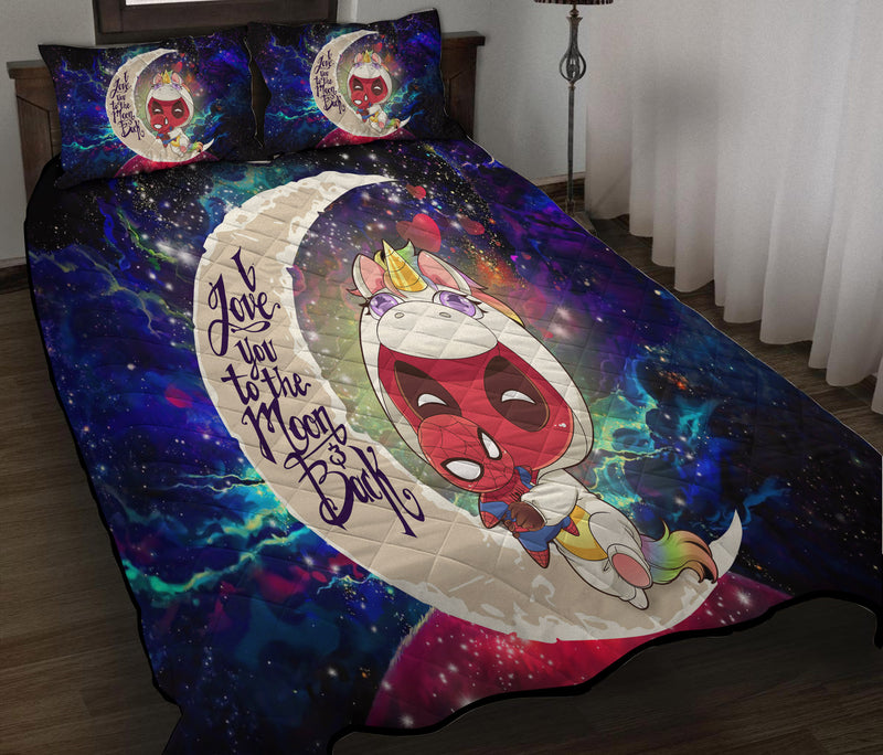 Unicorn Deadpool And Spiderman Avenger Love You To The Moon Galaxy Quilt Bed Sets Nearkii