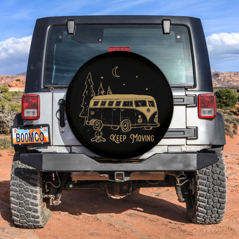 Keep Moving Camping Van Hippie Jeep Car Spare Tire Cover Gift For Campers Nearkii