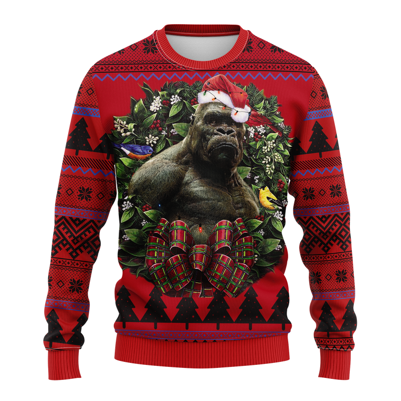 Western Gorilla King Kong Godzilla Noel Mc Ugly Christmas Sweater Thanksgiving Gift Nearkii