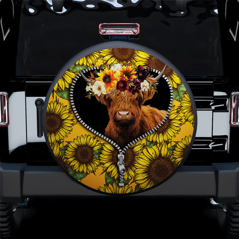 Yak Sunflower Zipper Car Spare Tire Covers Gift For Campers Nearkii