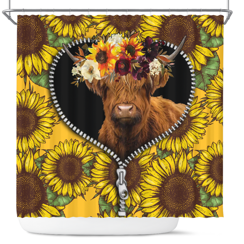 Yak Sunflower Zipper Shower Curtain