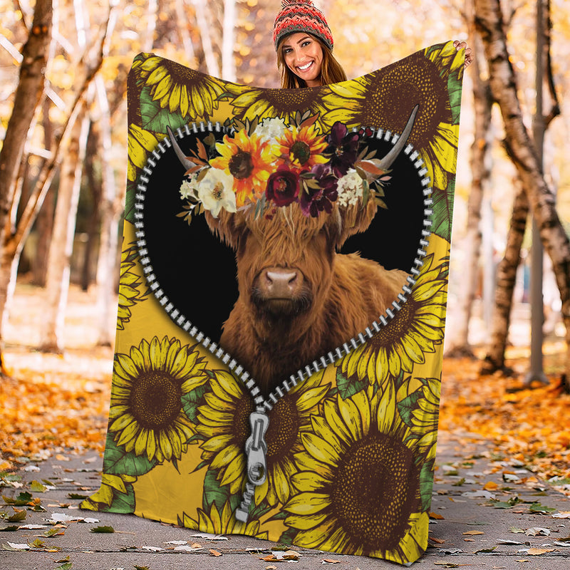 Yak Sunflower Zipper Premium Blanket Nearkii