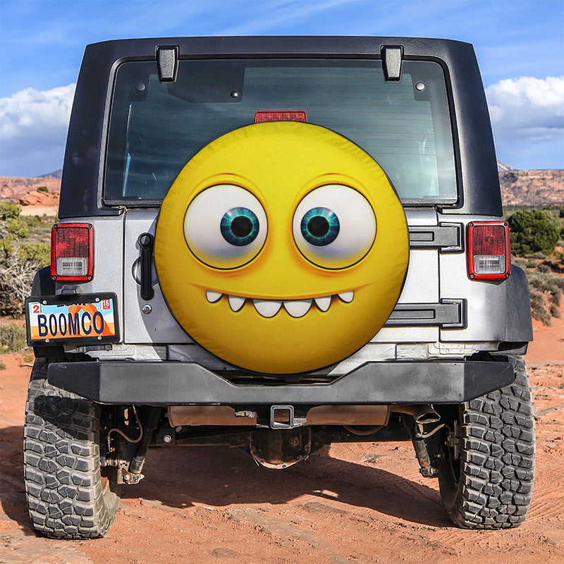 Yellow Cartoon Funny Face Car Spare Tire Covers Gift For Campers Nearkii