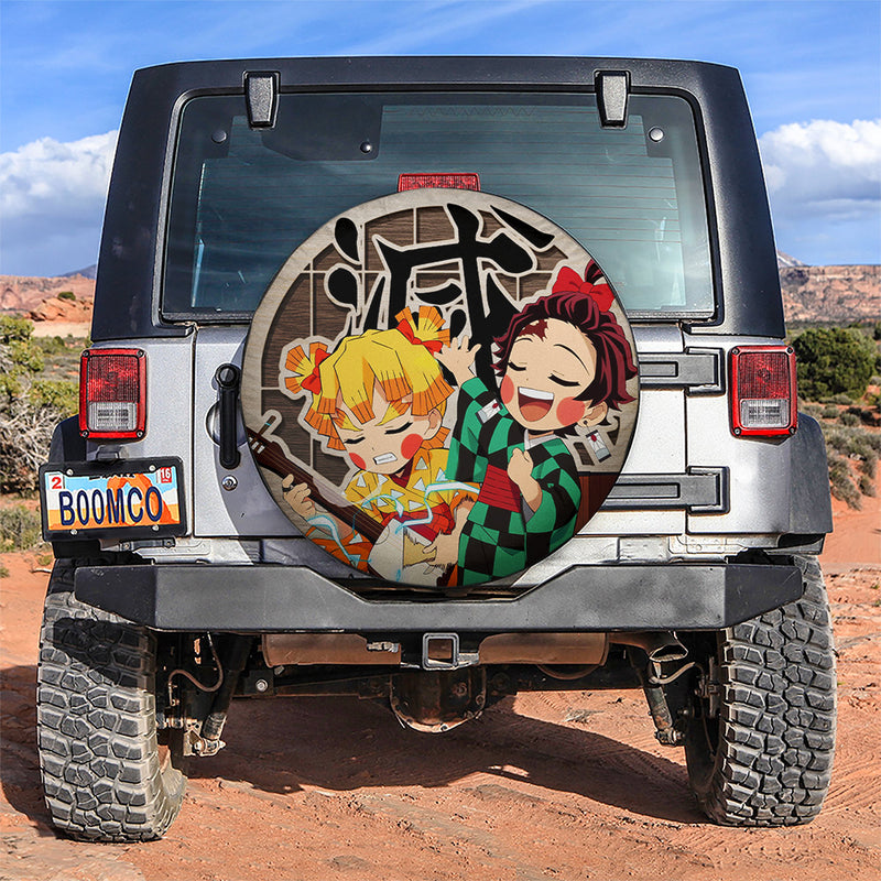 Zenitsu And Tanjiro Demon Slayer Wood Jeep Car Spare Tire Covers Gift For Campers Nearkii