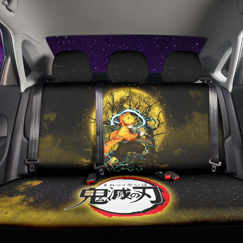 Zenitsu Demon Slayer Anime Moonlight Galaxy Premium Custom Car Back Seat Covers Decor Protectors Nearkii
