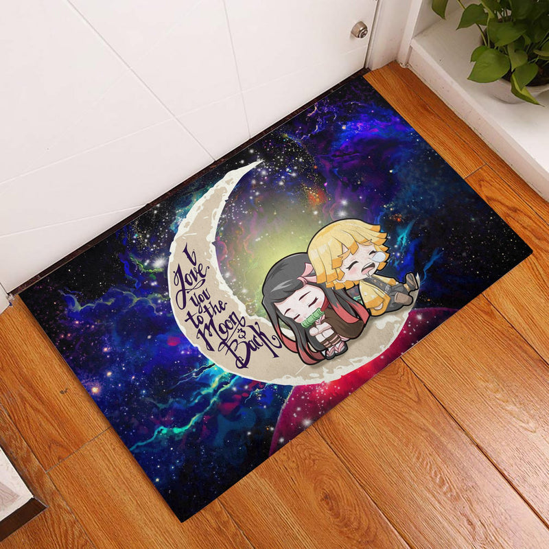Zenitsu And Nezuko Chibi Demon Slayer Love You To The Moon Galaxy Back Doormat Home Decor Nearkii