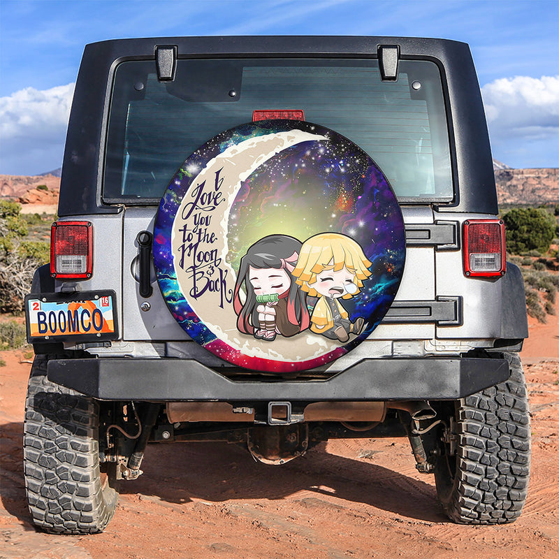 Zenitsu And Nezuko Chibi Demon Slayer Love You To The Moon Galaxy Spare Tire Covers Gift For Campers Nearkii