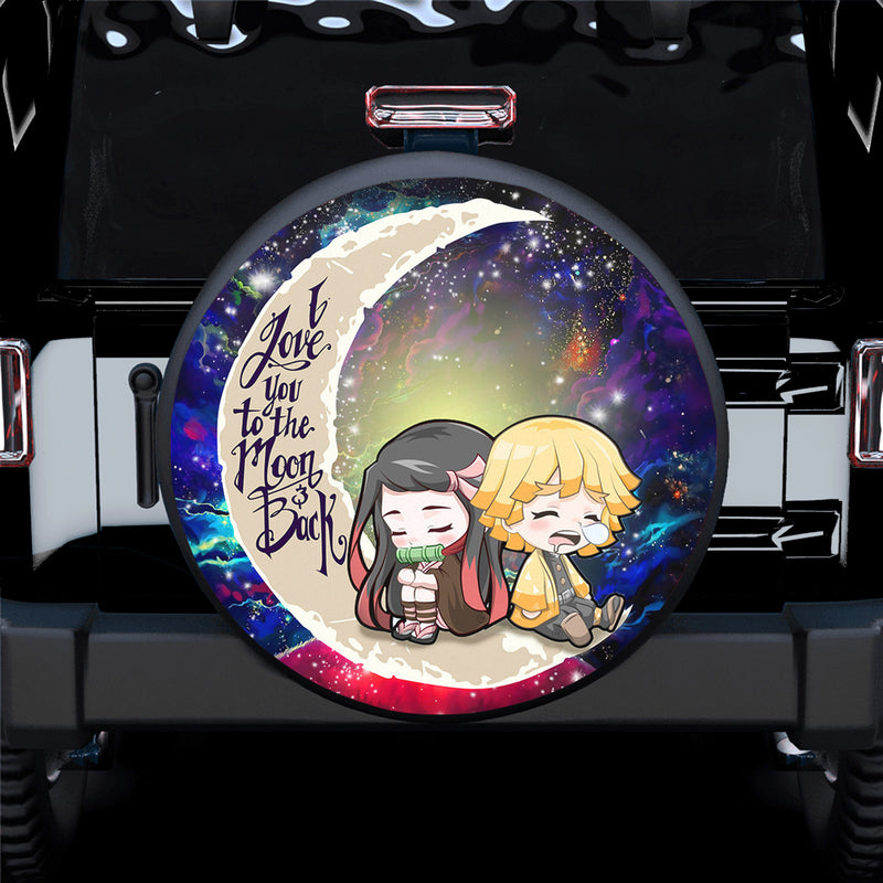 Zenitsu And Nezuko Chibi Demon Slayer Love You To The Moon Galaxy Spare Tire Covers Gift For Campers Nearkii