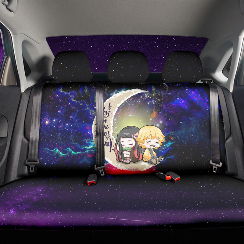 Zenitsu And Nezuko Chibi Demon Slayer Love You To The Moon Galaxy Premium Custom Car Back Seat Covers Decor Protectors Nearkii
