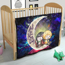 Zenitsu And Nezuko Chibi Demon Slayer Love You To The Moon Galaxy Quilt Blanket Nearkii