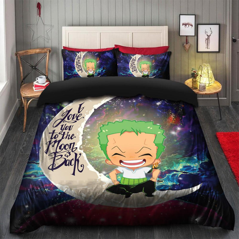 Zoro One Piece Love You To The Moon Galaxy Bedding Set Duvet Cover And 2 Pillowcases Nearkii