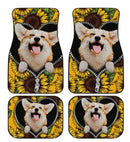 Cute Sunflower Corgi Car Floor Mats Custom Car Accessories Car Accessories For Corgi Onwers Nearkii
