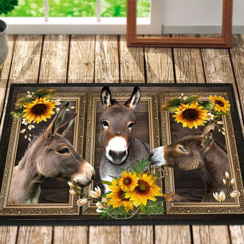 Donkey Lovely Sunflowers Doormat Home Decor Nearkii