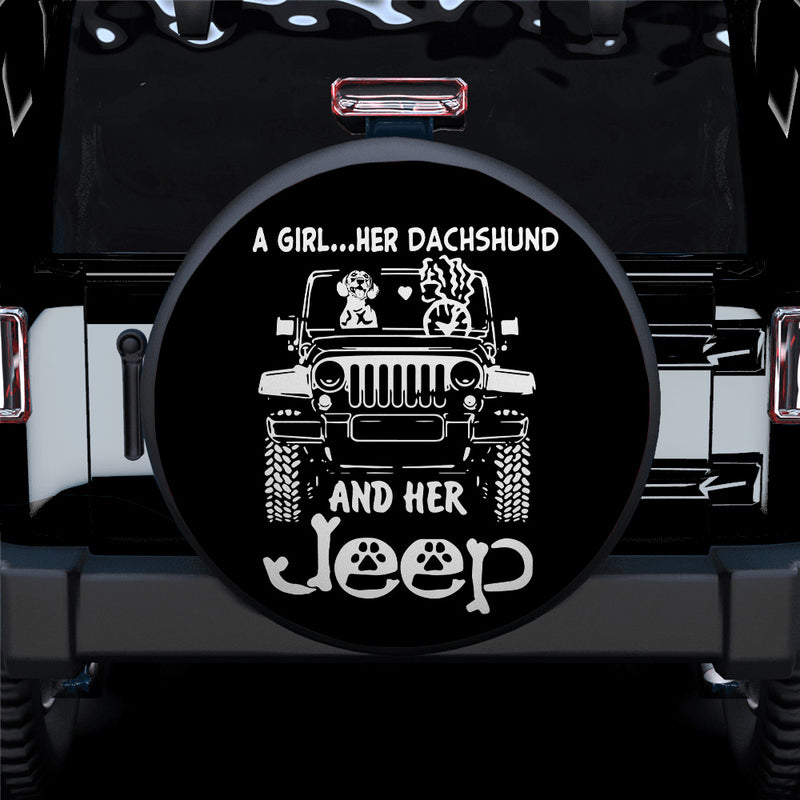 A Girl And Her Dachshund Jeep Car Spare Tire Covers Gift For Campers Nearkii
