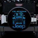 A Girl Her Dachshund And Her Jeep Blue Car Spare Tire Covers Gift For Campers Nearkii