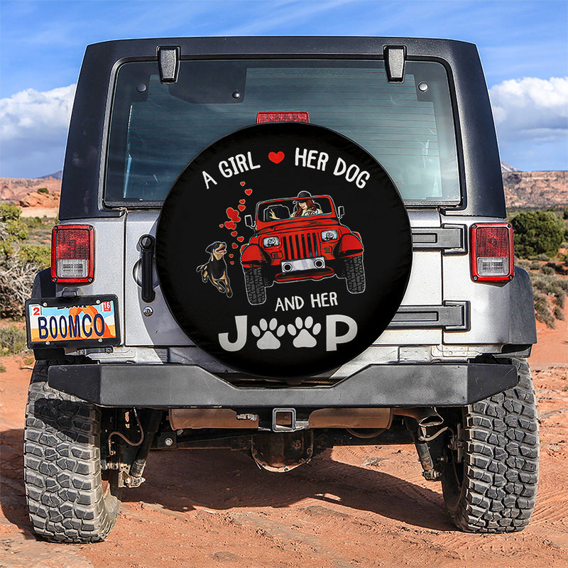 Just A Girl Who Love Coffee And Her Dogs Jeep Red Car Spare Tire Covers Gift For Campers Nearkii