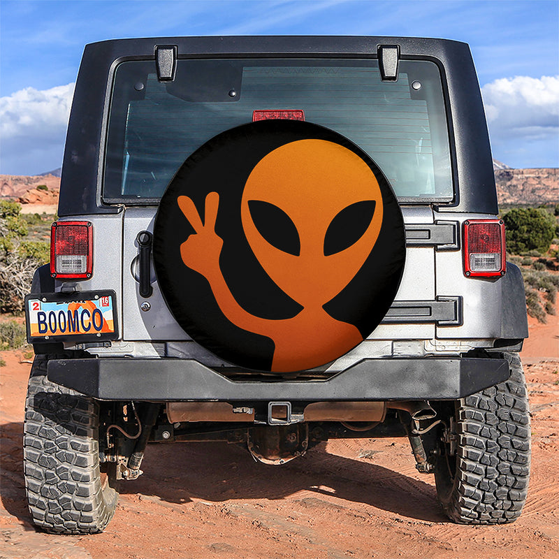 Alien Say Hi Orange Jeep Car Spare Tire Covers Gift For Campers Nearkii