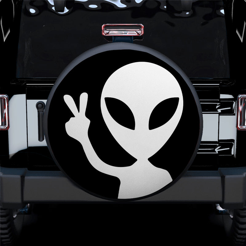 Alien Say Hi White Jeep Car Spare Tire Covers Gift For Campers Nearkii