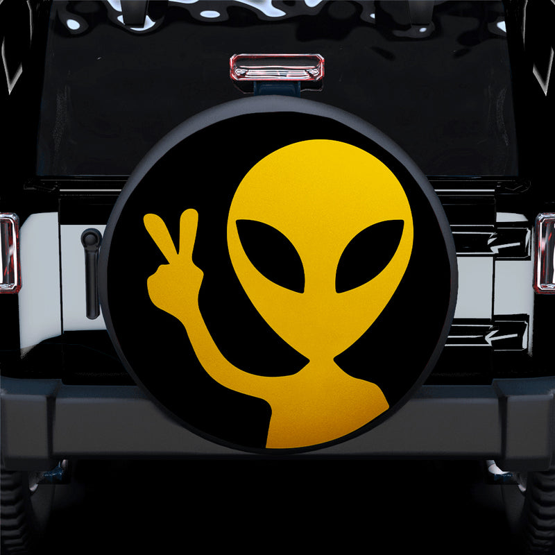 Alien Say Hi Yellow Jeep Car Spare Tire Covers Gift For Campers Nearkii