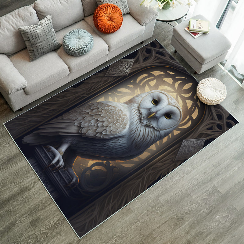 White Owl Carpet Rug Home Room Decor Nearkii