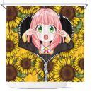 Anya Spy X Family Sunflower Zipper Anime Shower Curtain Nearkii